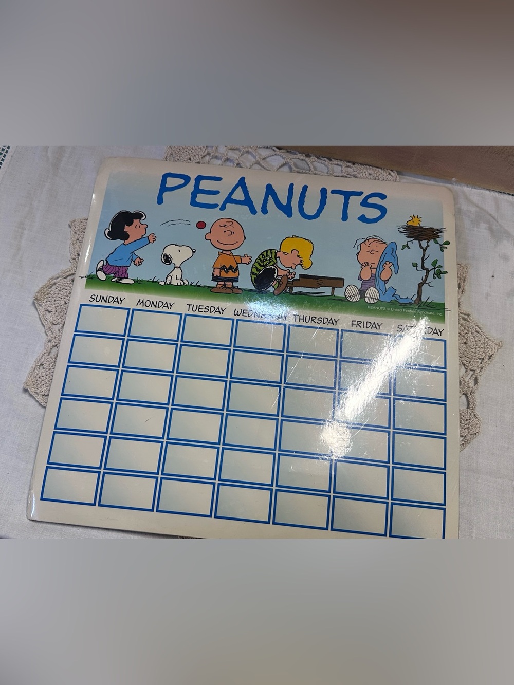 Peanuts Weekly Dry-Erase Chore/Calendar Board - vintage family organizer
